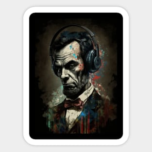 Lincoln with Headphones II Sticker